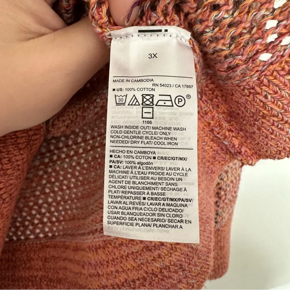 Old Navy (3X) Coral Pink Multicolor Knitted Crewneck Loose Fit Sweater - Picture 5 of 8
